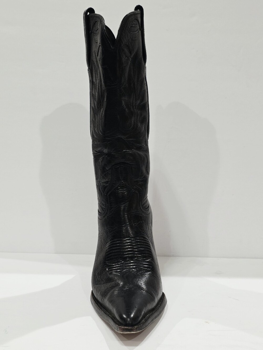 Charlie 1 Horse I4566 Lucchese Black Leather Boot Western Snip-Toe Calf 6 B Used - Picture 15 of 16